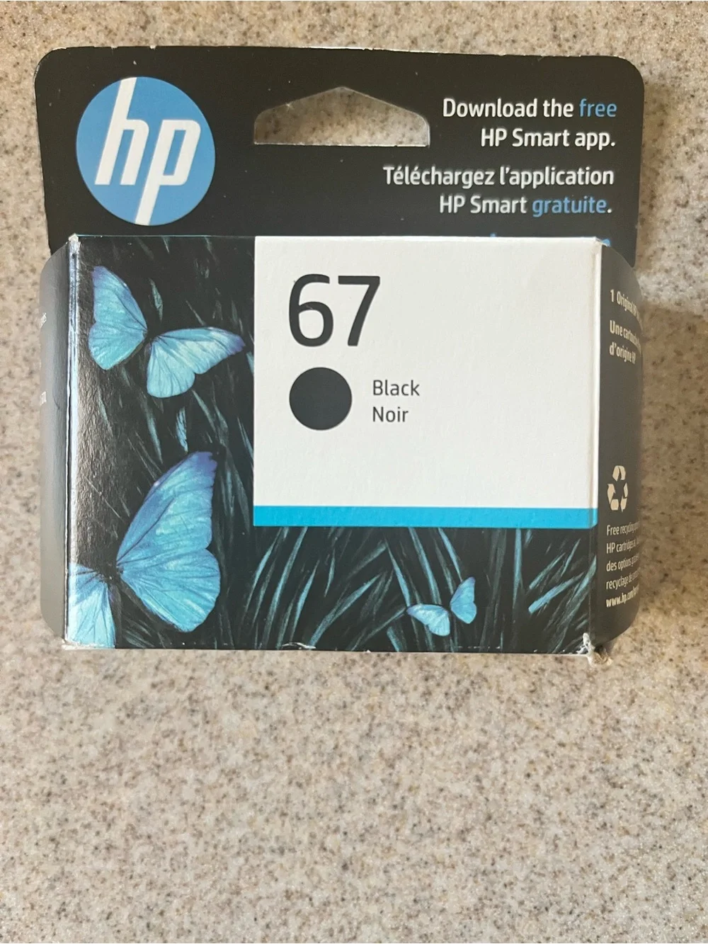HP Black and Blue Packaging with White Background Exp March 2026